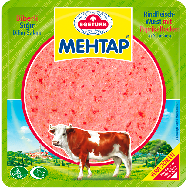 Egetürk Mehtap Biberli Sigir Dilim Salam/ Rindfleisch-Wurst mit Paprikaflocken in Scheiben 200g